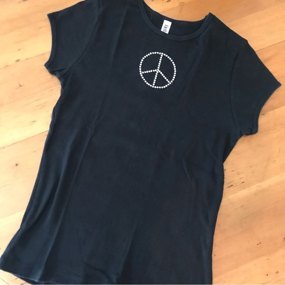 ✌️Rhinestone Peace Tee - Picture 1 of 6